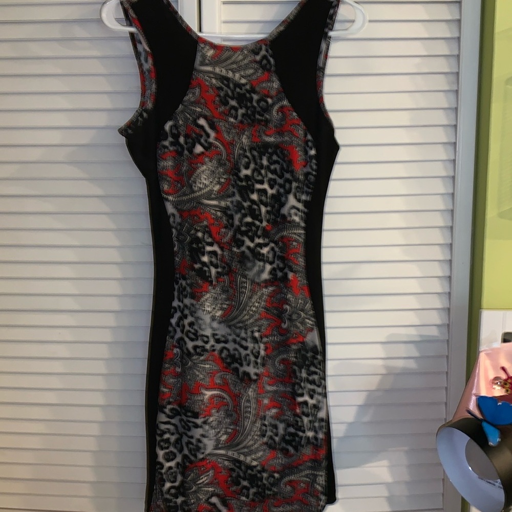 Black koi Vintage paisley, cheetah stretch midi dress